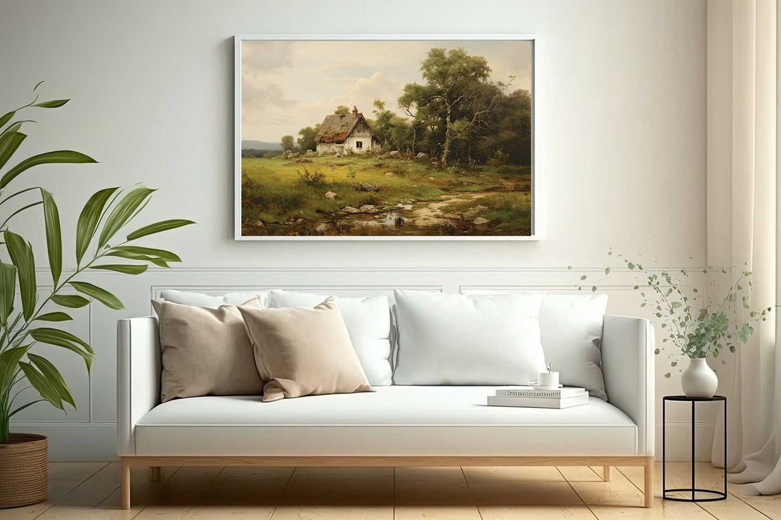 Wildflower Landscape Painting Vintage Landscape Art Print Antique Oil Painting Wall Art Art Print 104 - Image 3