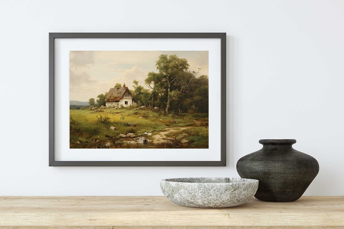 Wildflower Landscape Painting Vintage Landscape Art Print Antique Oil Painting Wall Art Art Print 104 - Image 4