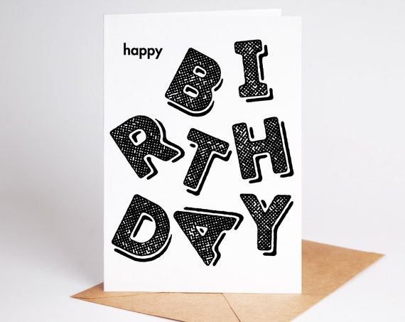Abstract Happy Birthday Card Bold Typography Birthday Card Modern Typography Birthday Greetings
