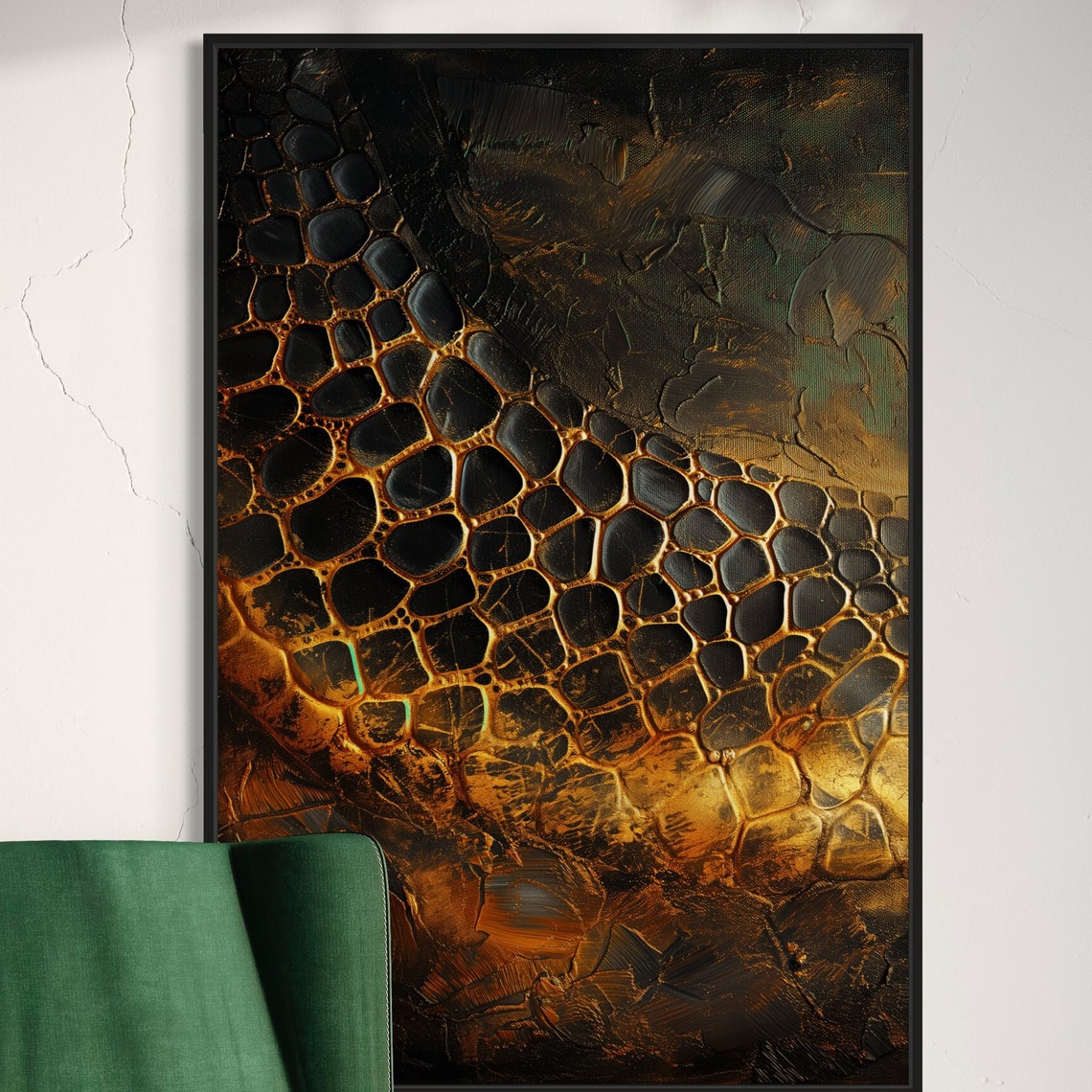 Black Gold Reptile Scales Textured Abstract Macro Luxury Dark Poster - Image 5