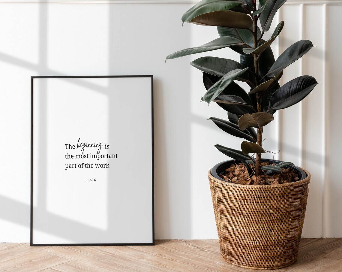 The Beginning Is The Most Important Part Of The Work Plato Quote Wall Art - Image 2