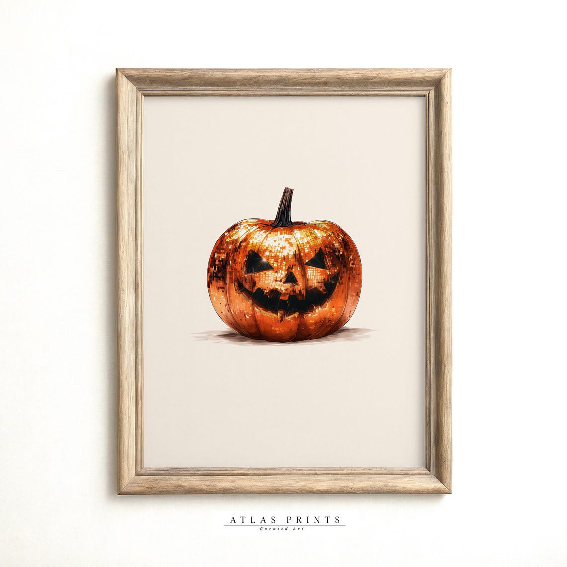 Disco Ball Jack O Lantern Glittery Pumpkin Halloween Party Poster