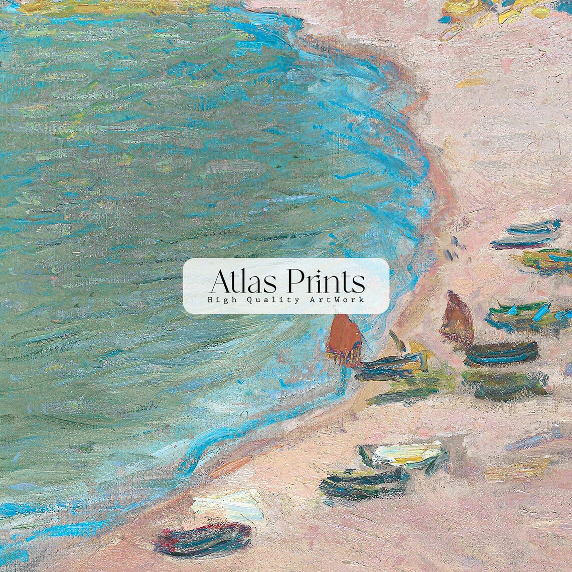 Claude Monet Etretat Beach Falaise dAmont 1885 Impressionist Poster - Image 2