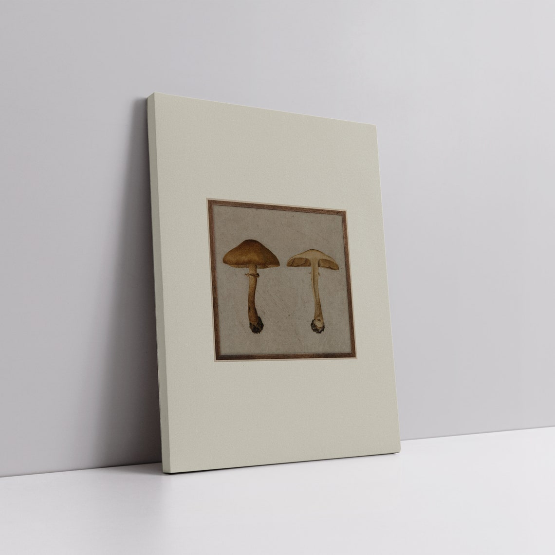 Vintage Botanical Mushroom Study Pair Antique Nature Art Poster - Image 3