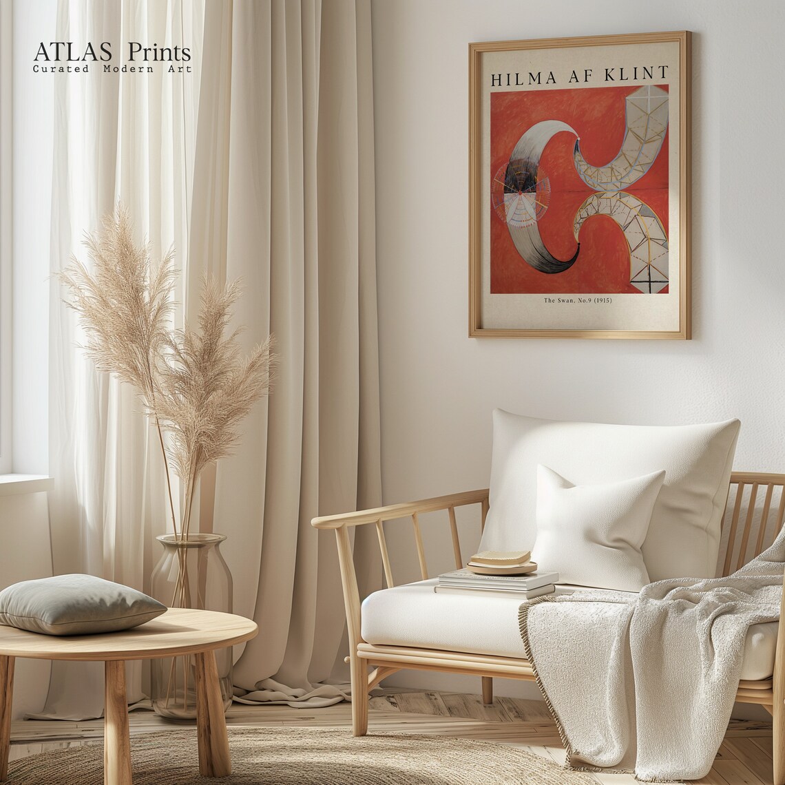Hilma af Klint The Swan No 9 Fiery Red Abstract Curves Poster - Image 4