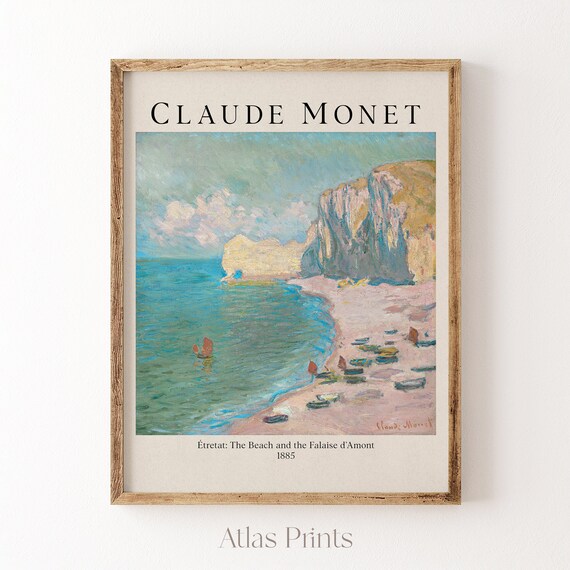 Claude Monet Etretat Beach Falaise dAmont 1885 Impressionist Poster