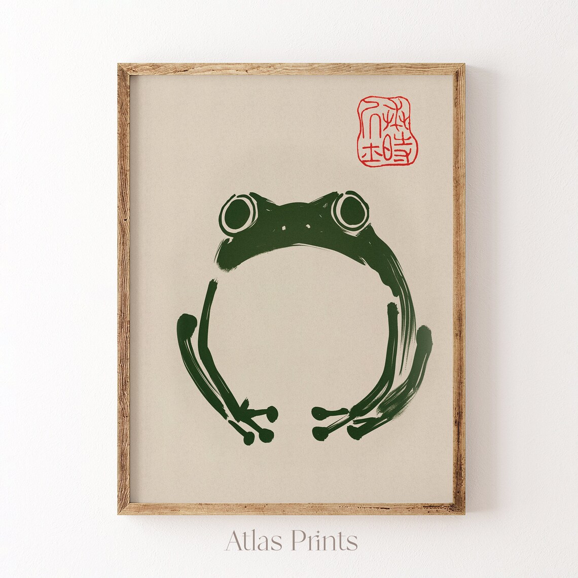 Matsumoto Hoji Green Frog Brushstroke Japanese Woodblock Wall Art - Image 2