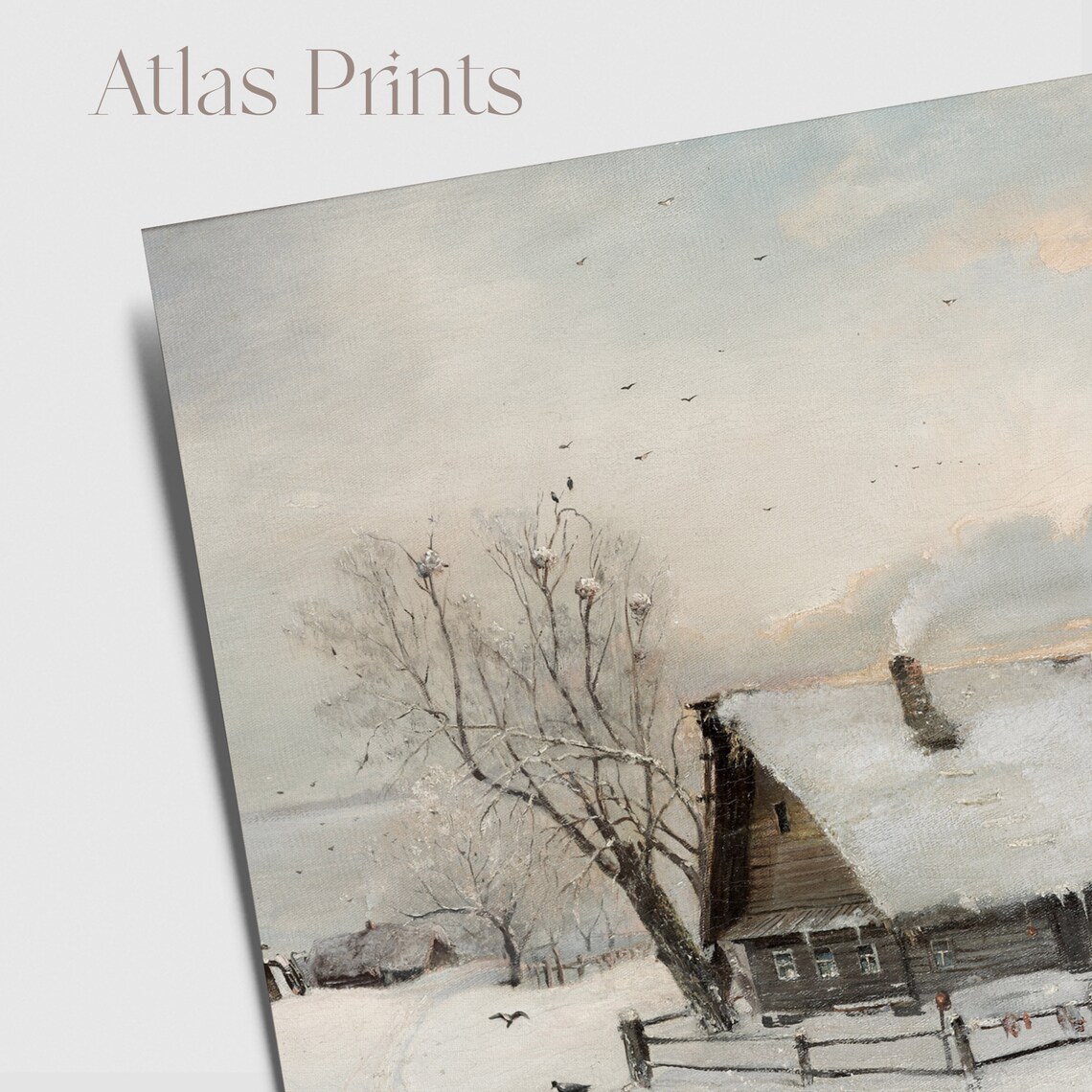 Vintage Winter Cottage Snow Landscape Antique Farmhouse Art Poster - Image 5