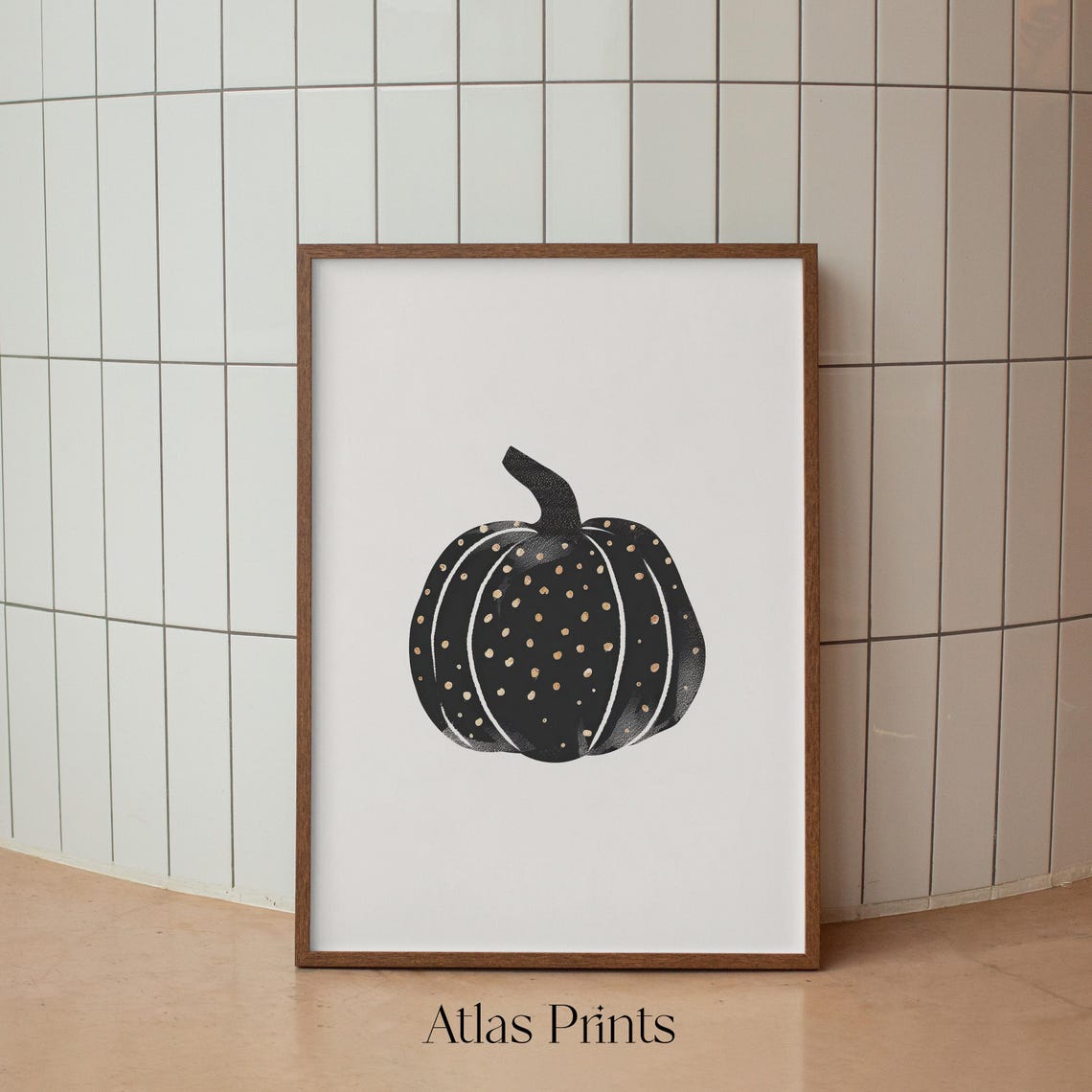 Black Polka Dot Pumpkin Minimalist Halloween Kitchen Wall Poster - Image 4