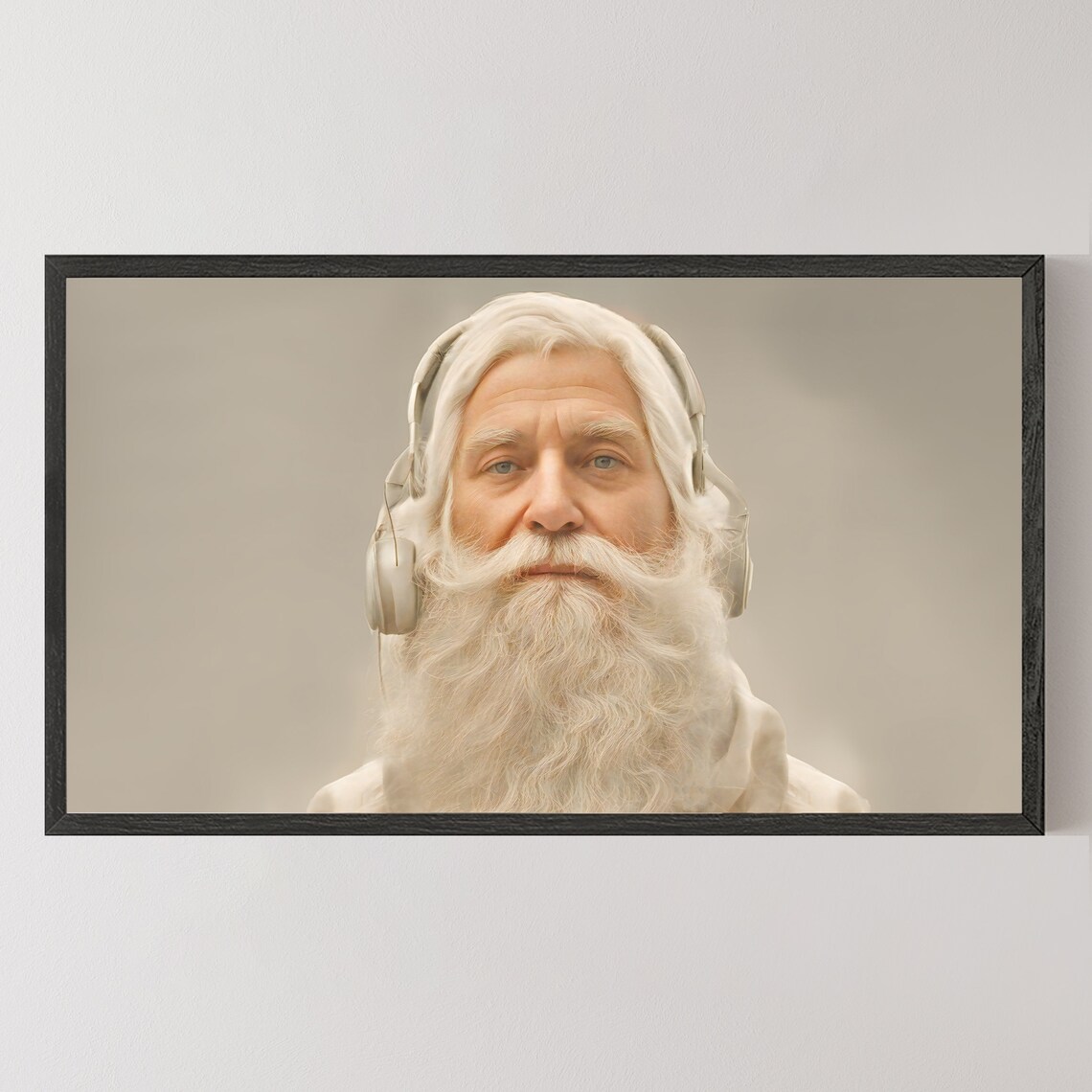 Santa Claus With Headphones Modern Portrait Christmas Tv Art Poster - Image 5