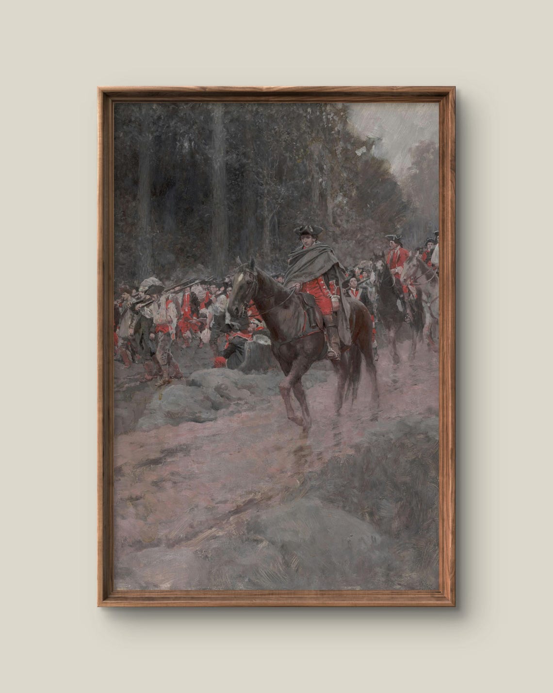 Vintage Revolutionary War Soldiers On Horseback History Print