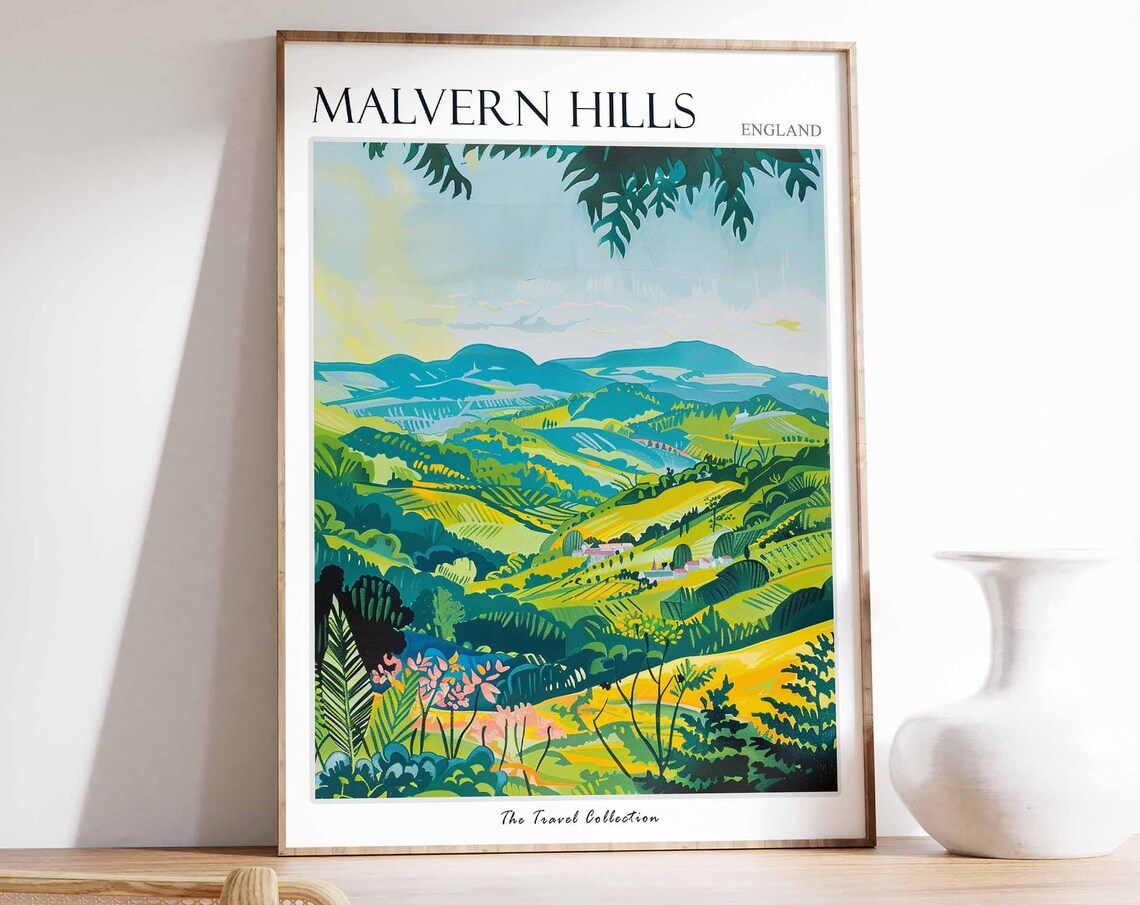 Malvern Hills Panoramic Green Hills and Valleys England Poster