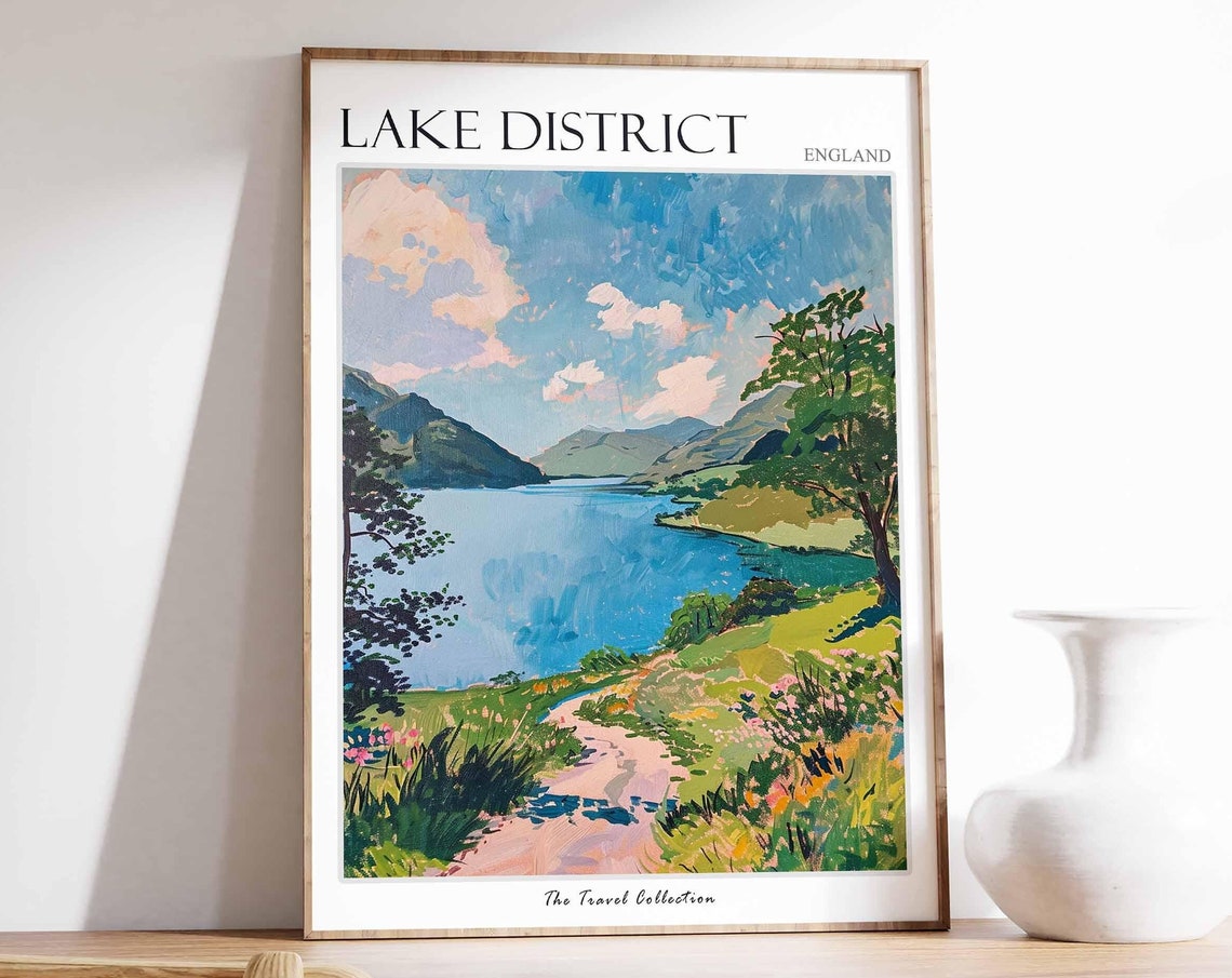 Lake Of Distict Poster Mountain Poster England Poster Lake District National Park Hiking Poster Cumbria Poster English Countryside