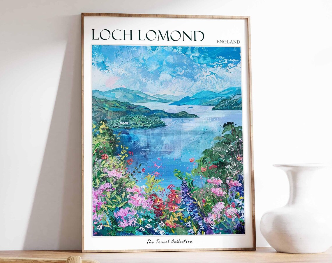 Loch Lomond England Blue Lake Wildflower Meadow Artwork Poster