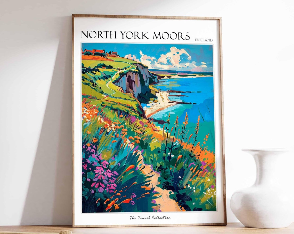 North York Moors Wildflower Coastal Path Cliffs and Beach Poster