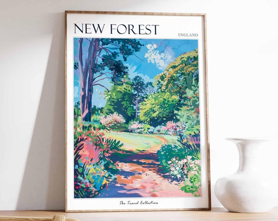 New Forest Poster England Travel Poster Countryside Poster English Countryside New Forest Travel Print Countryside Travel Print