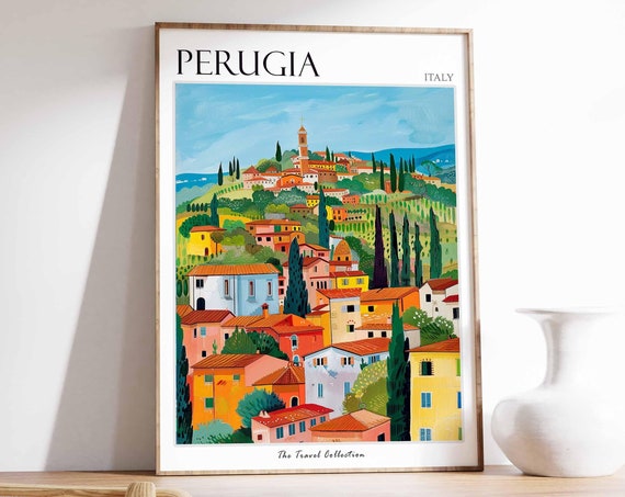 Perugia Poster Italian Travel Print Perugia Travel Art Perugia Wall Art Italian Travel Perugia Home Decor Perugia Travel Gift