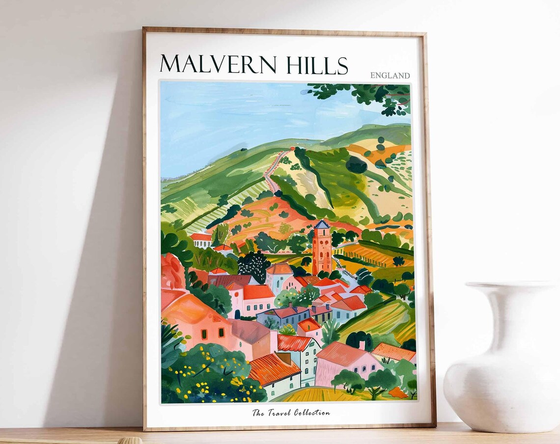 Malvern Hills Poster England Travel Poster Countryside Poster English Countryside Malvern Poster Worcestershire Poster Hills Poster