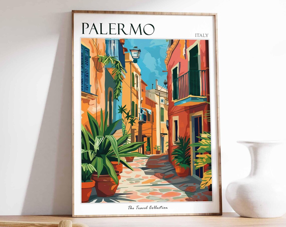 Palermo Italy Colorful Old Town Alley Travel Collection Poster