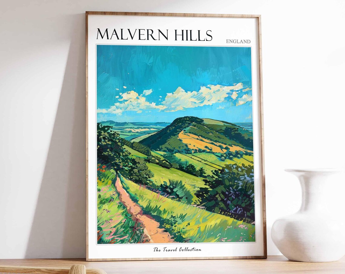 Malvern Hills Poster England Travel Poster Countryside Poster English Countryside Malvern Poster Worcestershire Poster Hills Poster