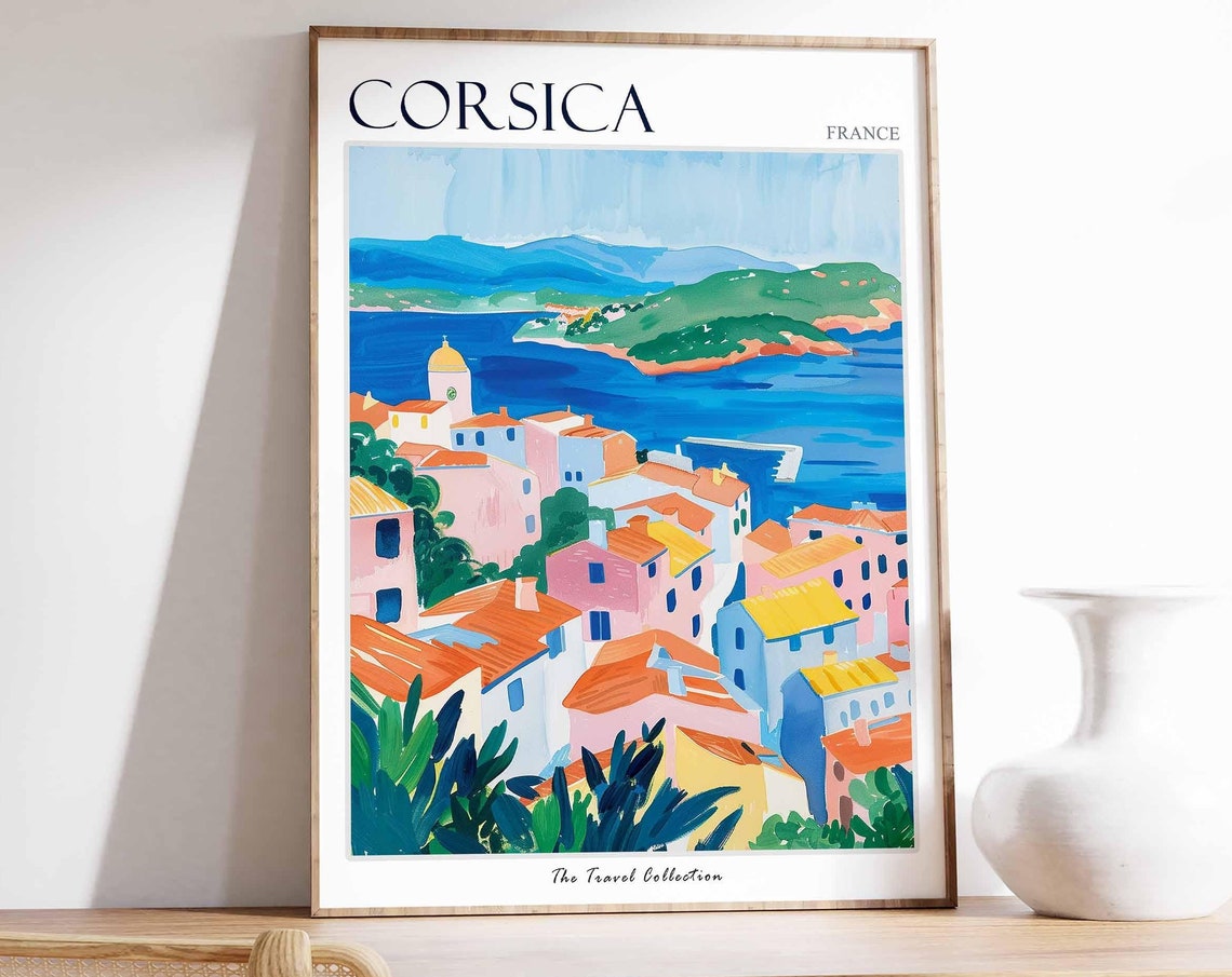 Corsica Poster France Travel Print French Decor Europe Travel Poster European Wall Art Sea Print Corsica Gift Corsica Travel Poster