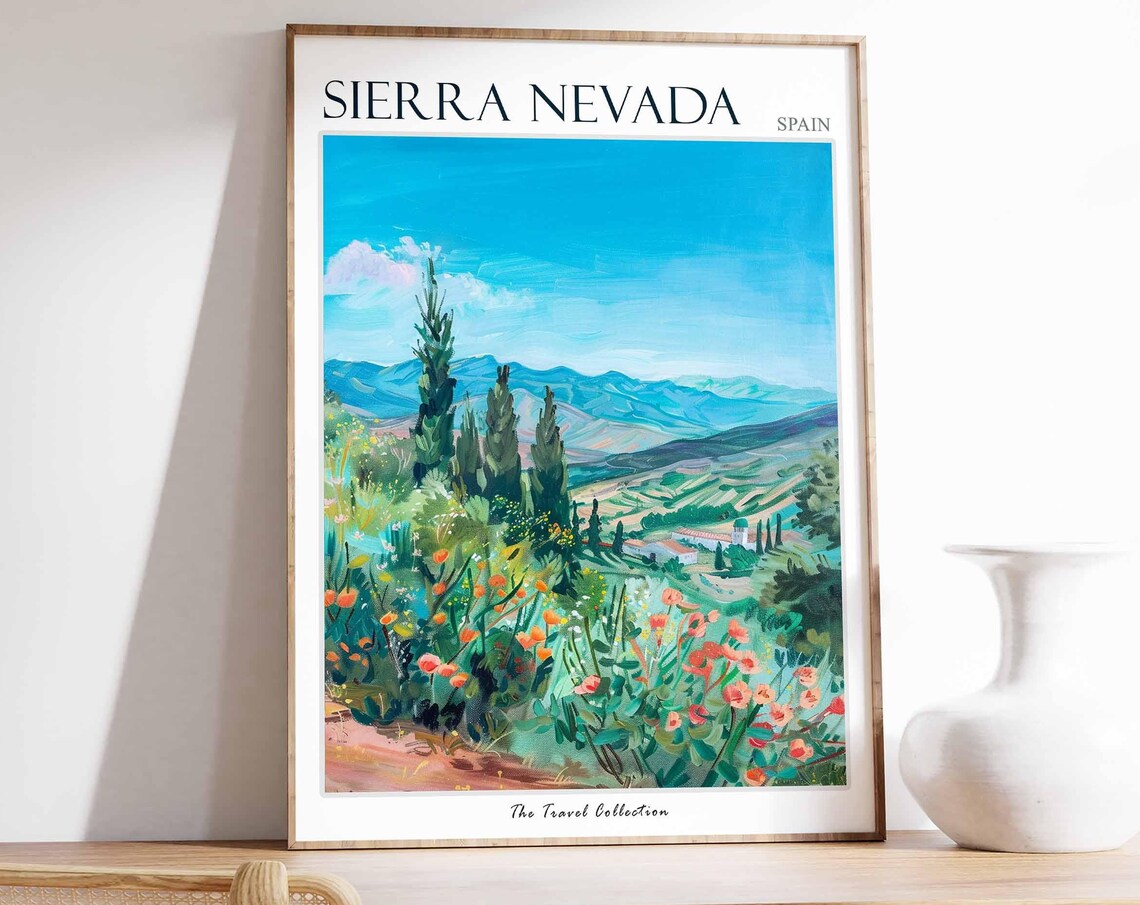 Sierra Nevada Wildflower Meadow Mountain Spain Travel Poster