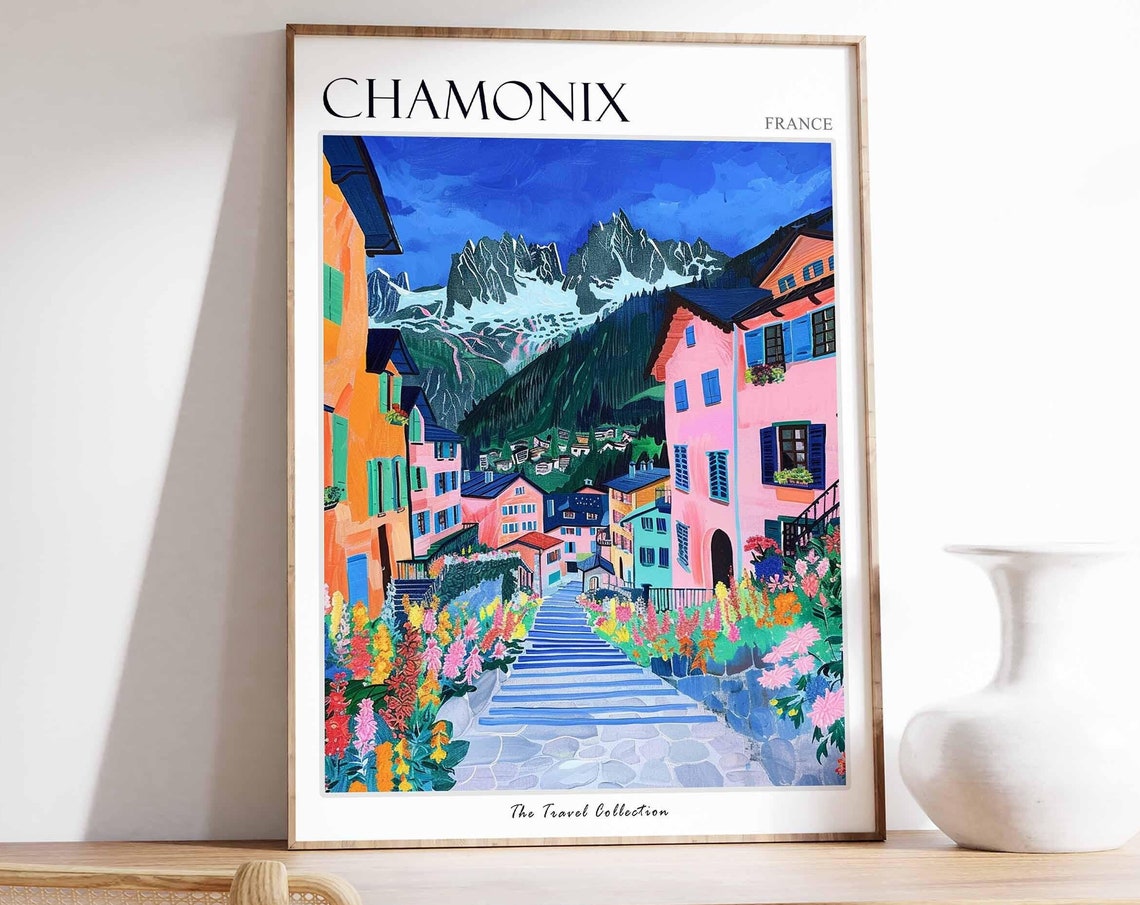 Chamonix Poster France Travel Print French Decor Europe Travel Poster European Wall Art Ski Print Chamonix Travel Poster