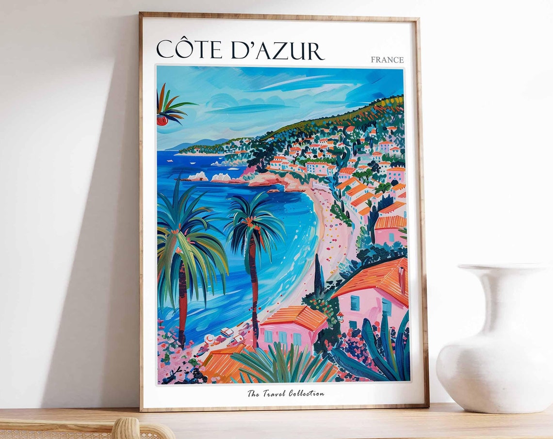 Cte Dazur Poster France Travel Print French Decor Europe Travel Poster European Wall Art Cte Dazur Gift Cte Dazur Travel Poster