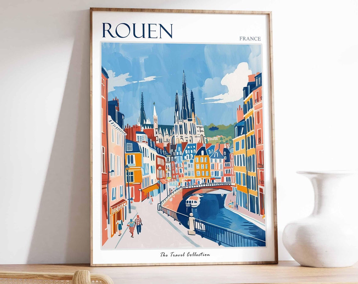 Rouen Poster France Travel Print French Decor Europe Travel Poster European Wall Art City Print Rouen Gift Rouen Travel Poster