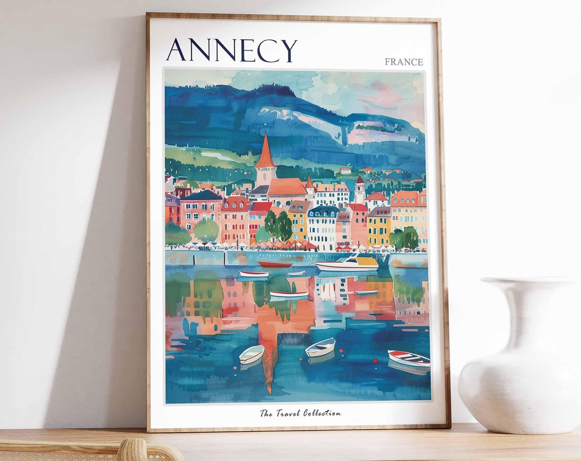 Annecy Poster France Travel Print French Decor Europe Travel Poster European Wall Art City Print Annecy Gift Annecy Travel Poster