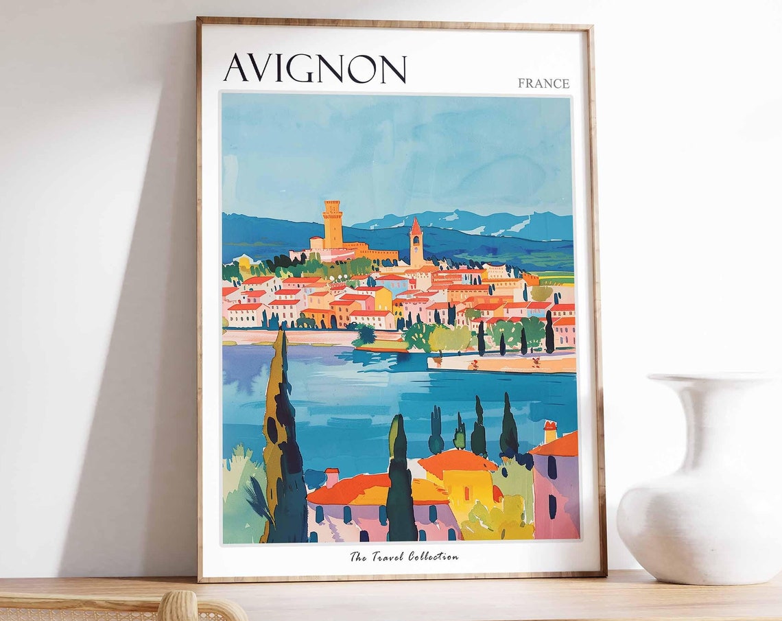 Avignon Poster France Travel Print French Decor Europe Travel Poster European Wall Art Avignon Gift Avignon Travel Poster