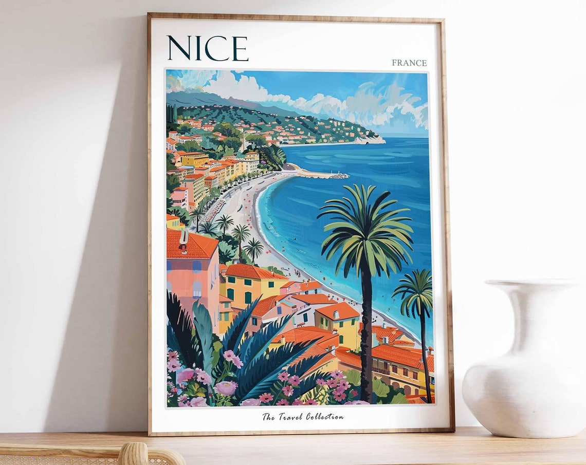 Nice Poster France Travel Print French Decor Europe Travel Poster European Wall Art City Print Nice Gift Nice Travel Poster