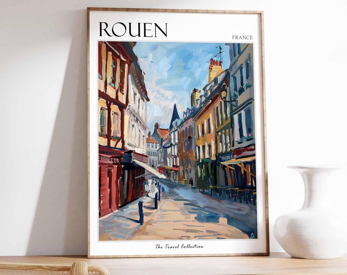 Rouen Poster France Travel Print French Decor Europe Travel Poster European Wall Art City Print Rouen Gift Rouen Travel Poster