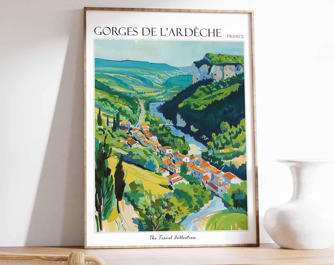 Gorges De Lardche Poster France Travel Print French Decor Europe Travel Poster European Wall Art Gorges De Lardche Travel Poster
