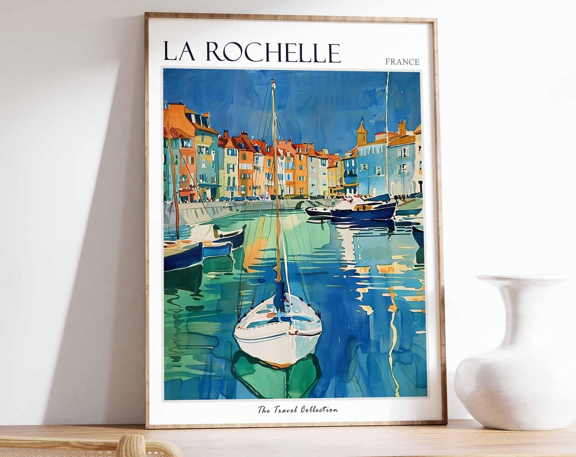 La Rochelle France Travel Poster, Coastal Seaside