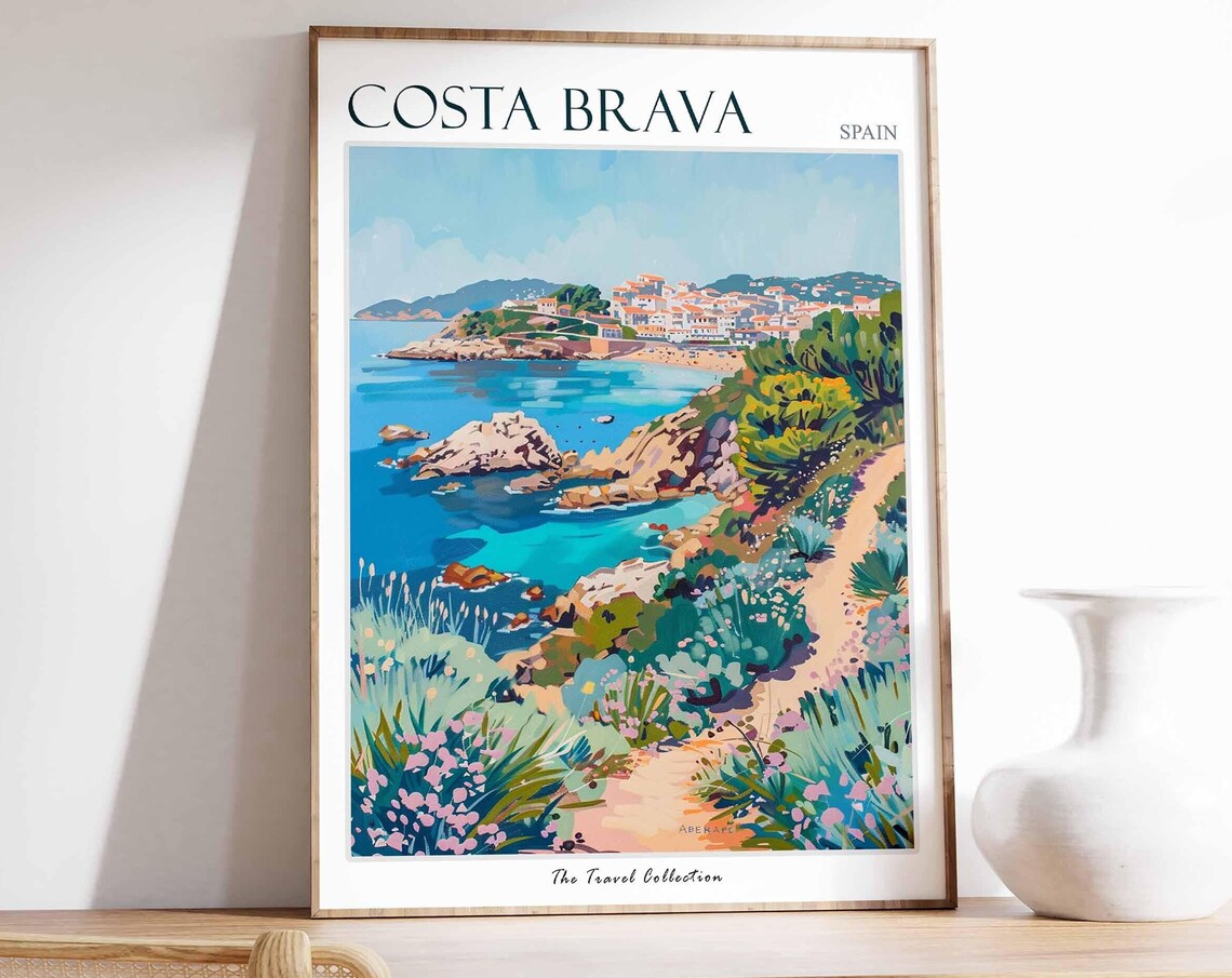 Costa Brava Spain Painted Cove Coast Town Travel Collection Poster