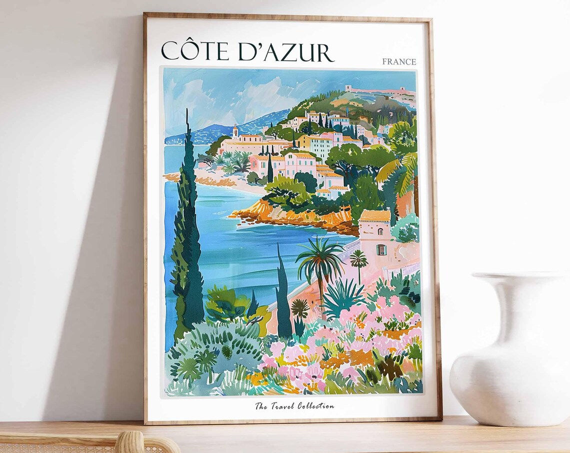 Cte Dazur Travel Poster, France Wall Art Print