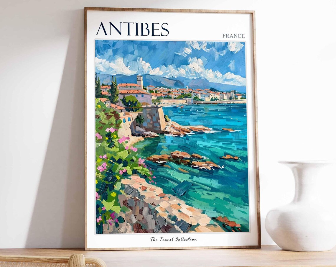 Antibes France Rocky Cove Old Town Riviera Seaside Travel Poster