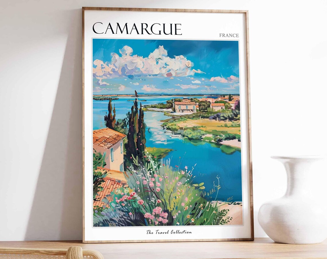 Camargue France Blue Lagoon Cypress Trees Dramatic Clouds Poster