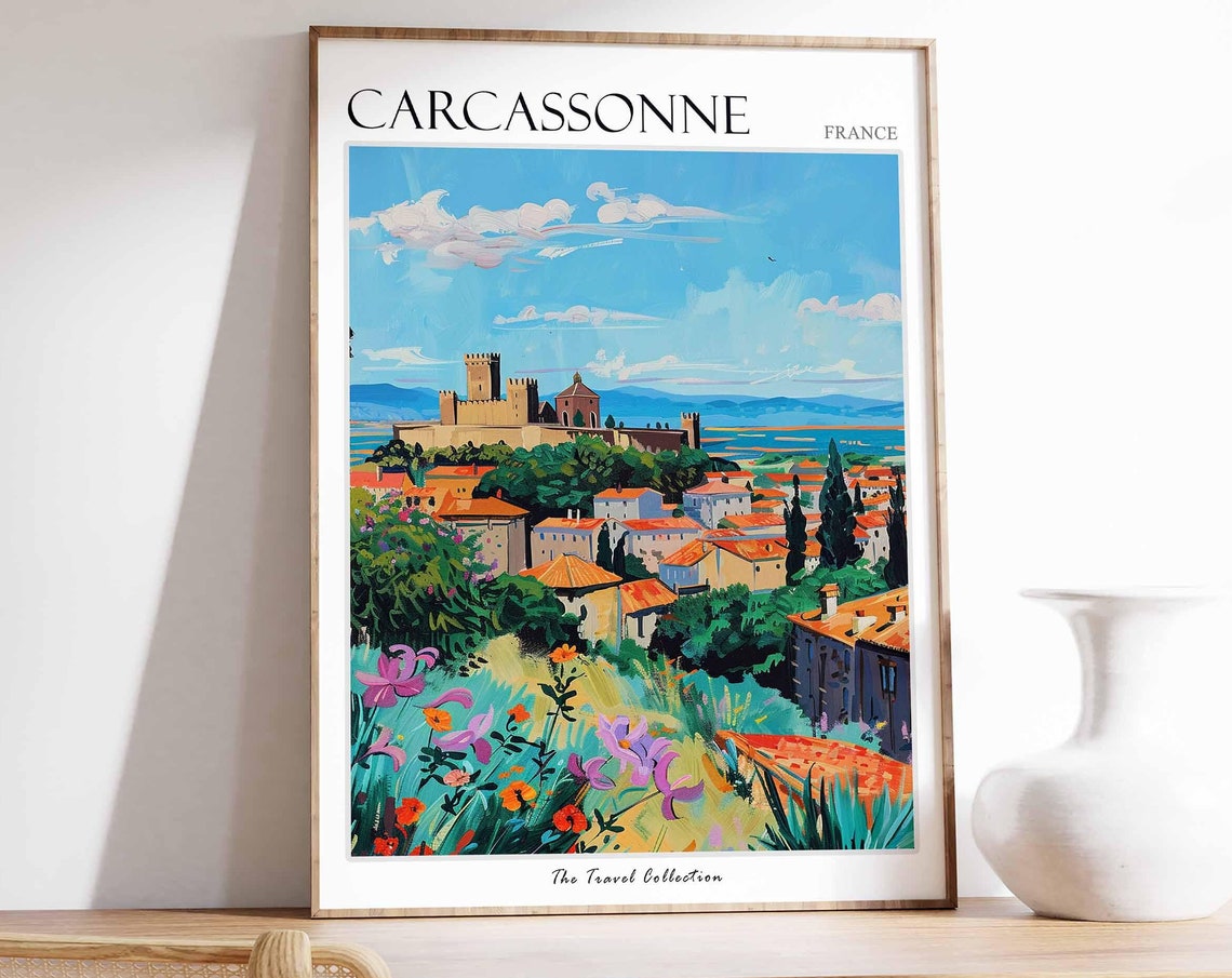 Carcassonne Poster France Travel Print French Decor Europe Travel Poster European Wall Art Carcassonne Gift Carcassonne Travel Poster
