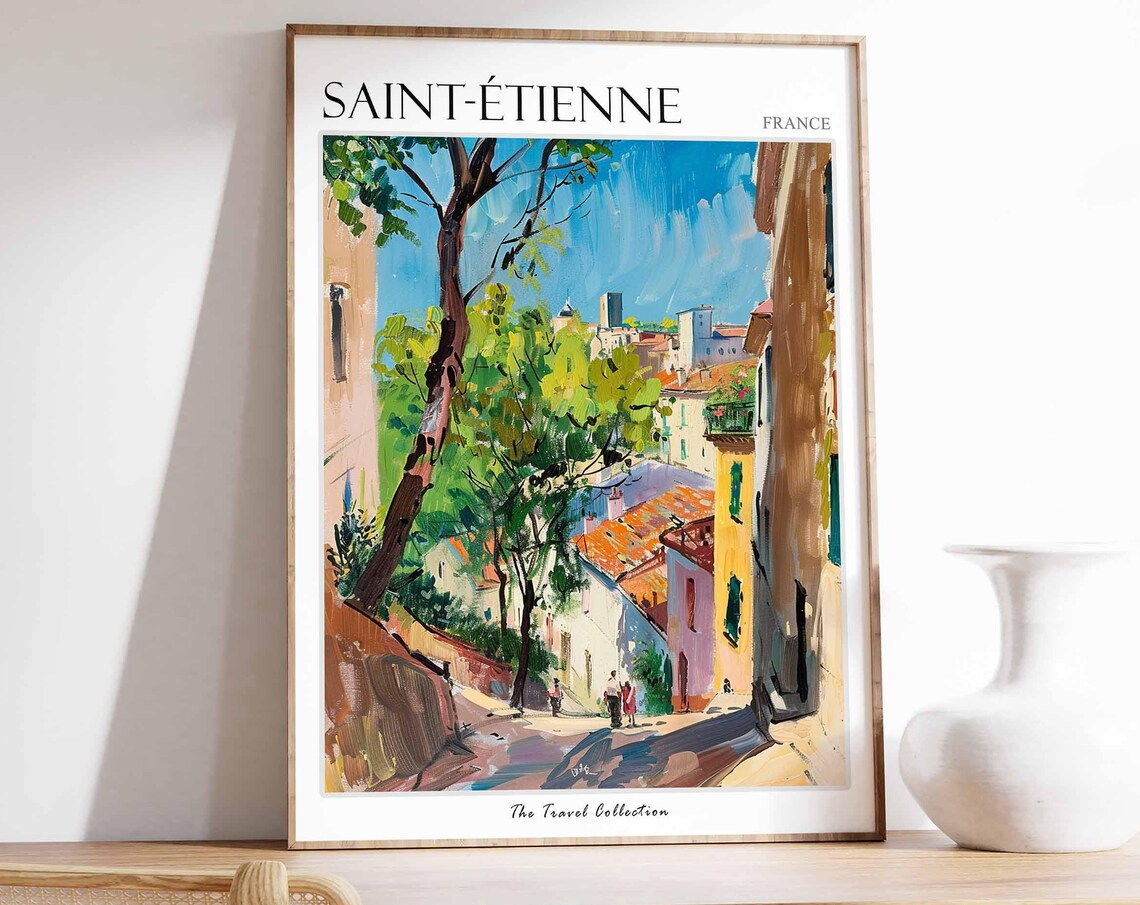 Saint Etienne France Old Town Street Loose Oil Painting Poster