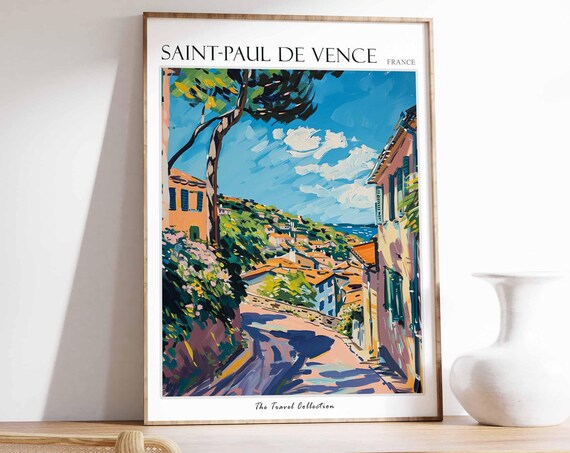 Saint Paul De Vence France Painted Street With Sea View Poster
