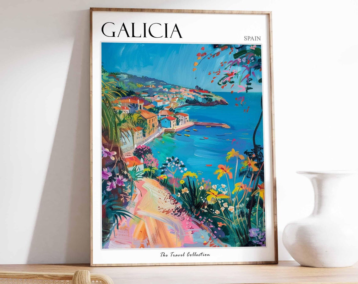 Galicia Poster Spain Travel Print Spanish Decor Europe Travel Poster European Wall Art Sea Print Galicia Gift Galicia Travel Poster