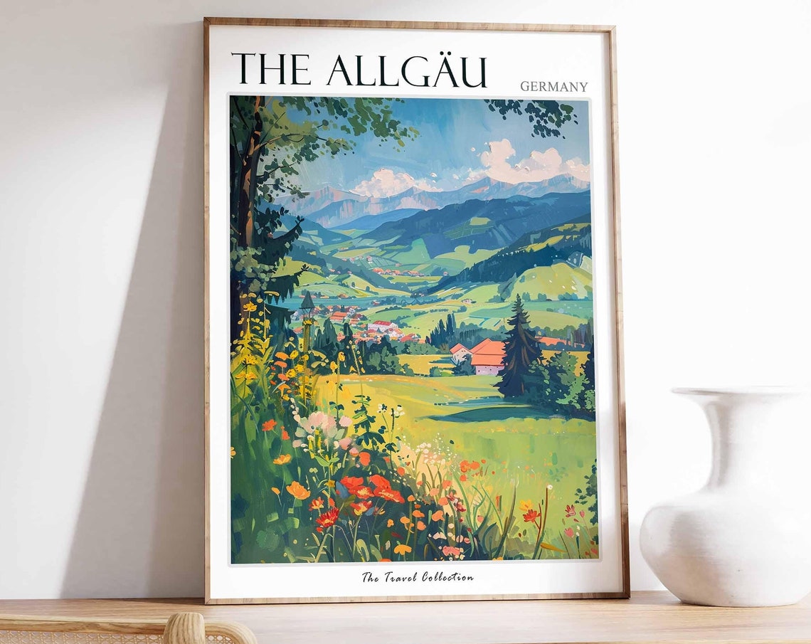 The Allgu Poster Germany Travel Print German Decor Europe Travel Poster European Wall Art The Allgu Gift The Allgu Travel Poster
