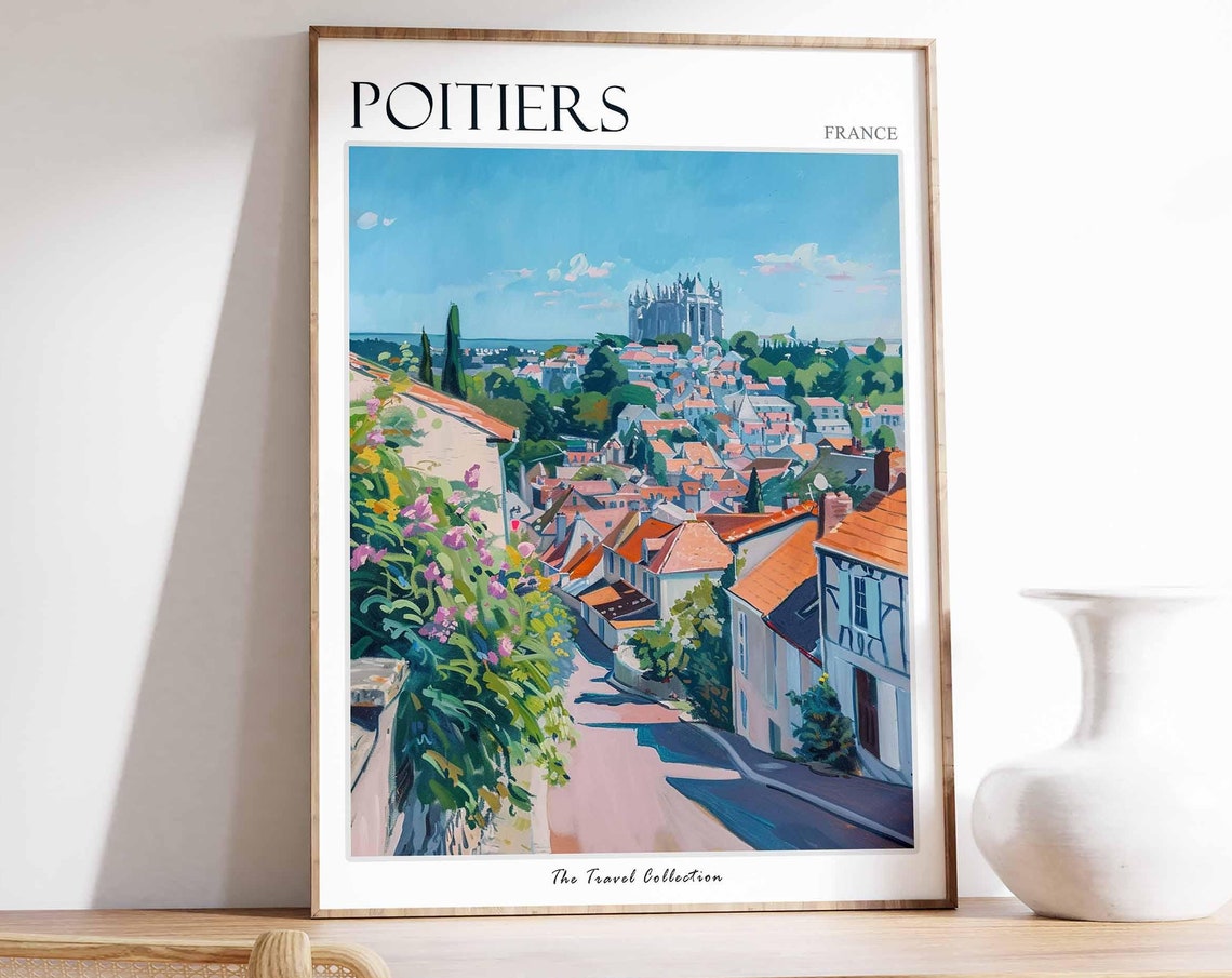 Poitiers Poster France Travel Print French Decor Europe Travel Poster European Wall Art Poitiers Gift Poitiers Travel Poster