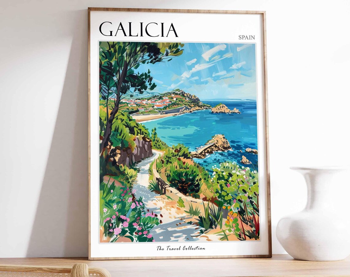 Galicia Travel Poster, Spain Coastal Wall Art