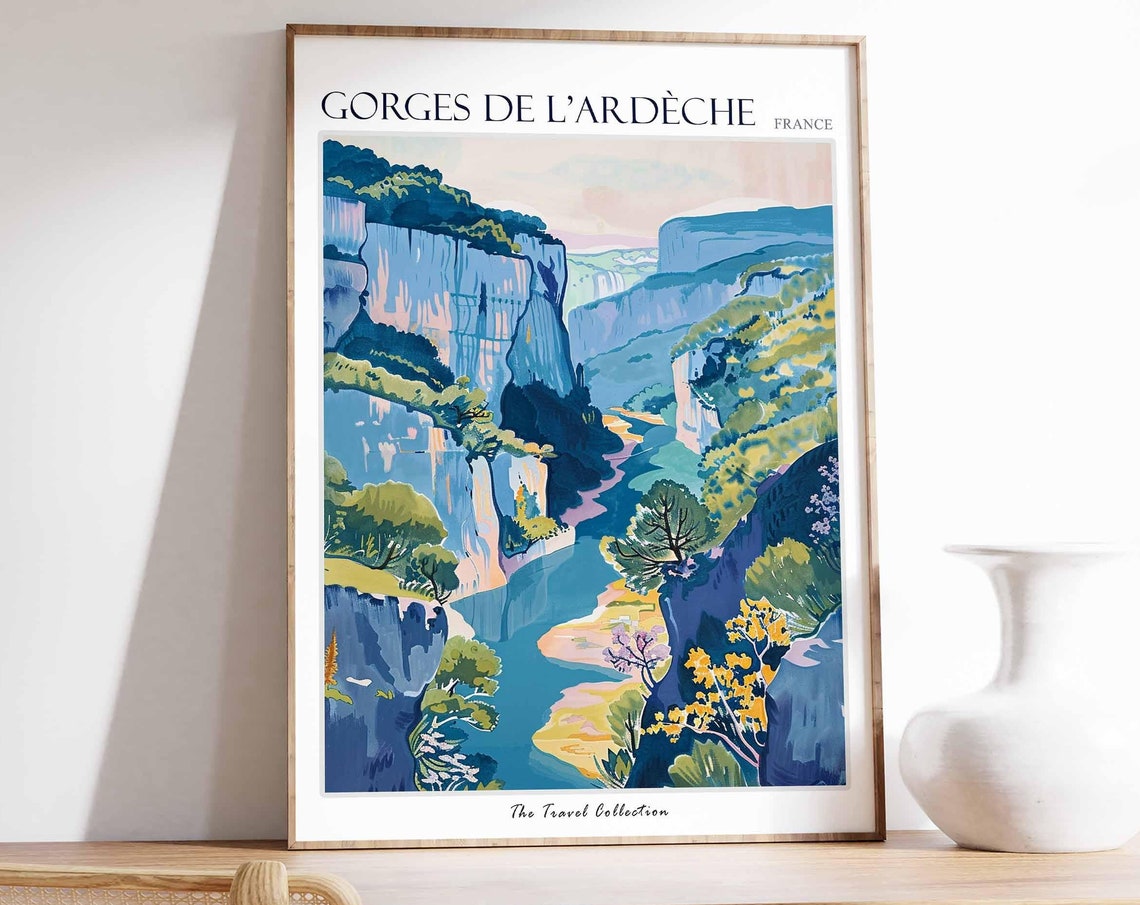 Gorges De Lardche Poster France Travel Print French Decor Europe Travel Poster European Wall Art Gorges De Lardche Travel Poster