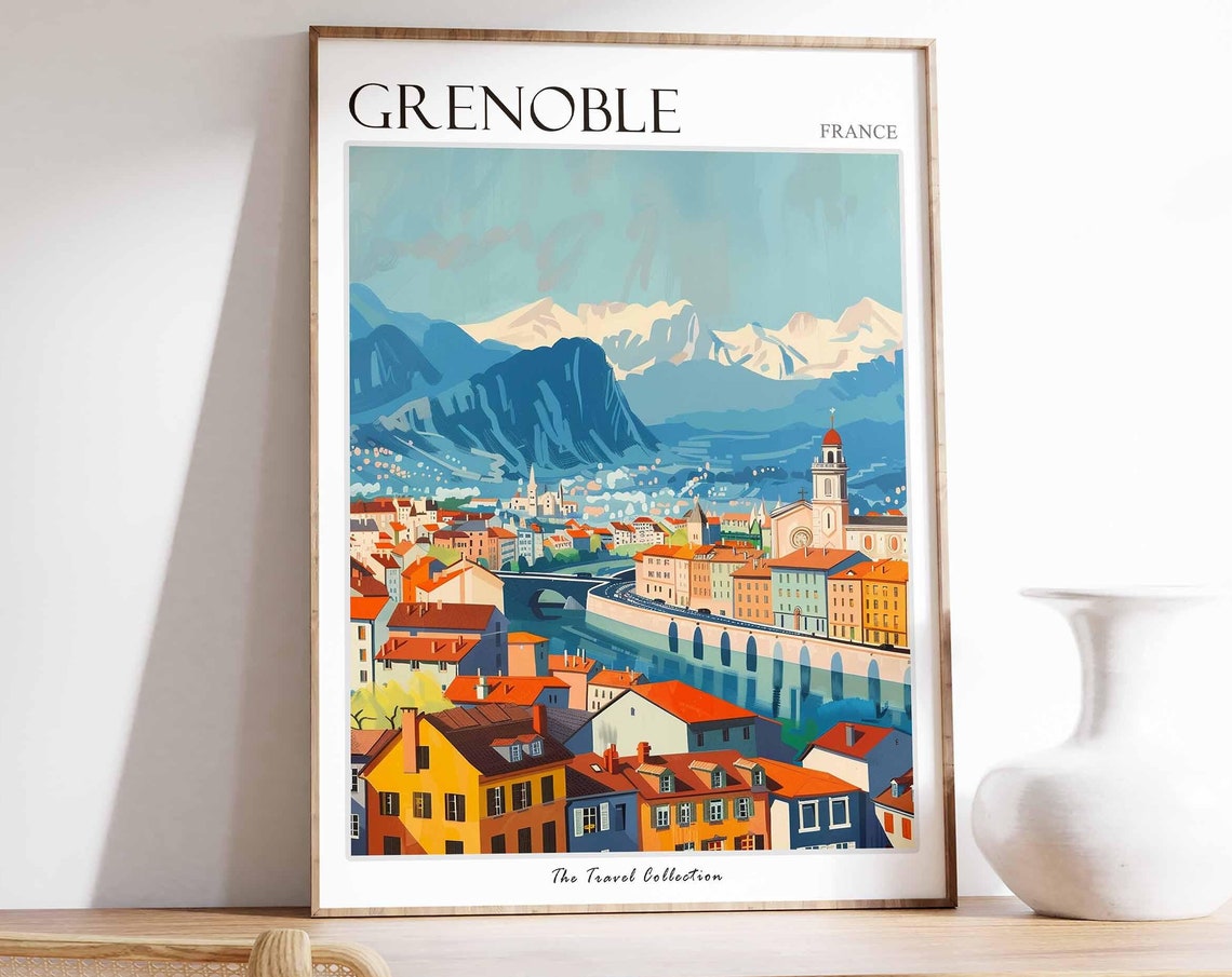 Grenoble Poster France Travel Print French Decor Europe Travel Poster European Wall Art Grenoble Gift Grenoble Travel Poster