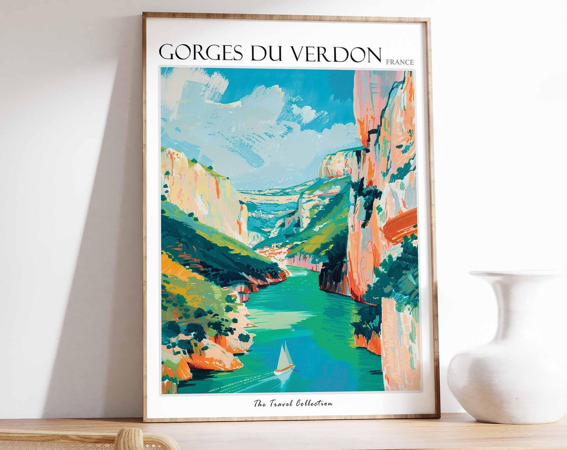 Gorges Du Verdon Poster France Travel Print French Decor Europe Travel Poster European Wall Art Gorges Du Verdon Travel Poster