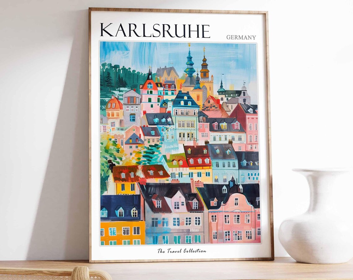 Karlsruhe Germany Colorful Old Town Rooftops City View Poster